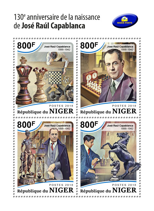Jose Raul Capablanca - Issue of Niger postage stamps