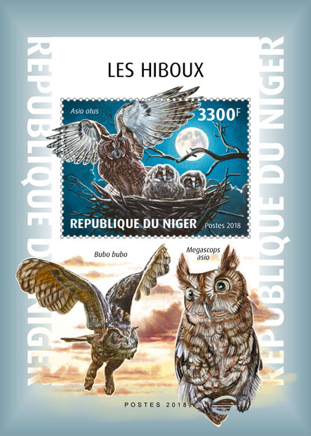 Owls - Issue of Niger postage stamps