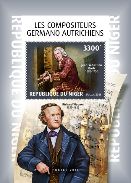 German-Austrian composers - Issue of Niger postage stamps