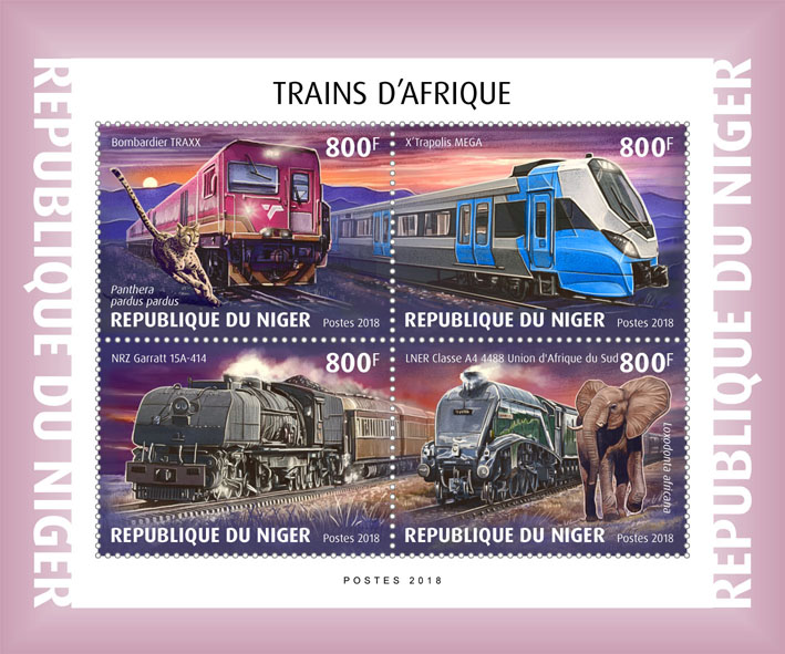 African trains - Issue of Niger postage stamps