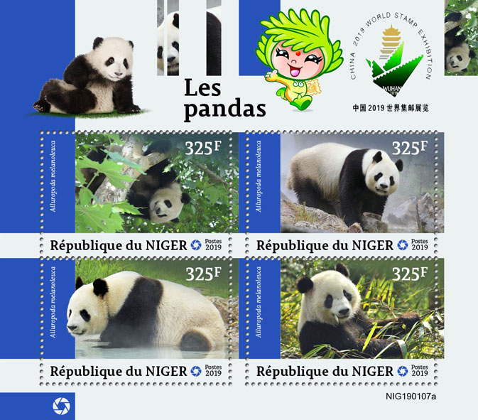 Pandas - Issue of Niger postage stamps
