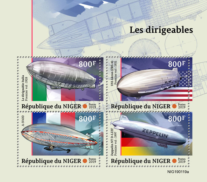Dirigibles - Issue of Niger postage stamps