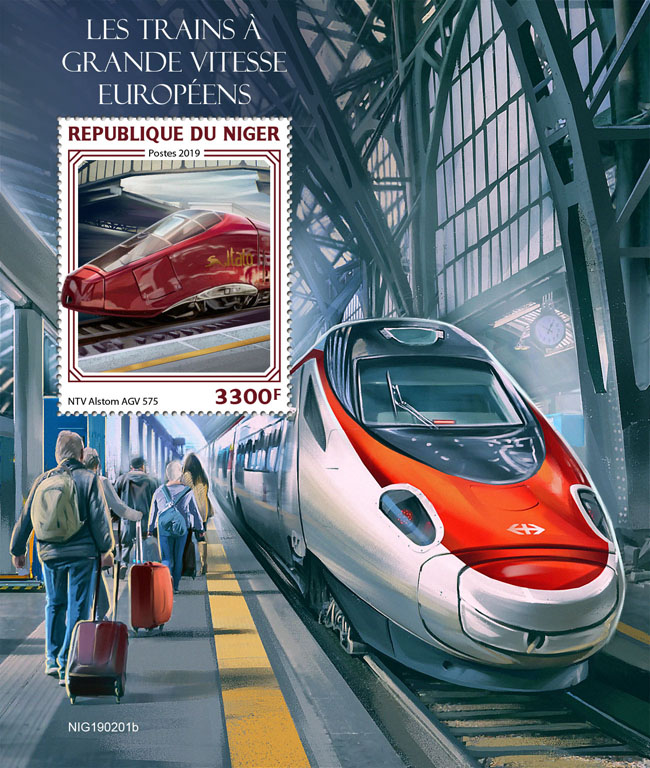 European speed trains - Issue of Niger postage stamps