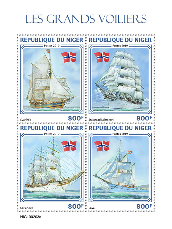 Tall ships - Issue of Niger postage stamps