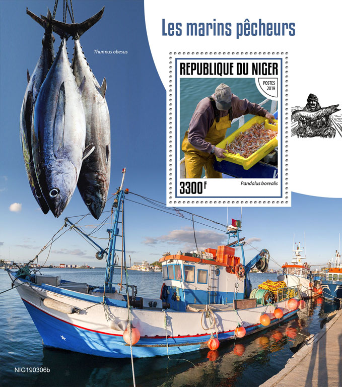 Fishermen - Issue of Niger postage stamps