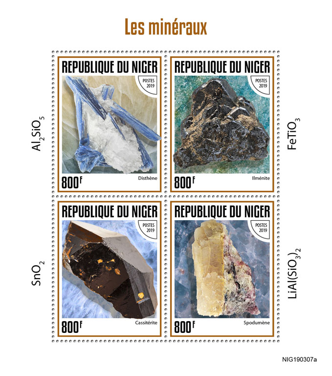Minerals - Issue of Niger postage stamps