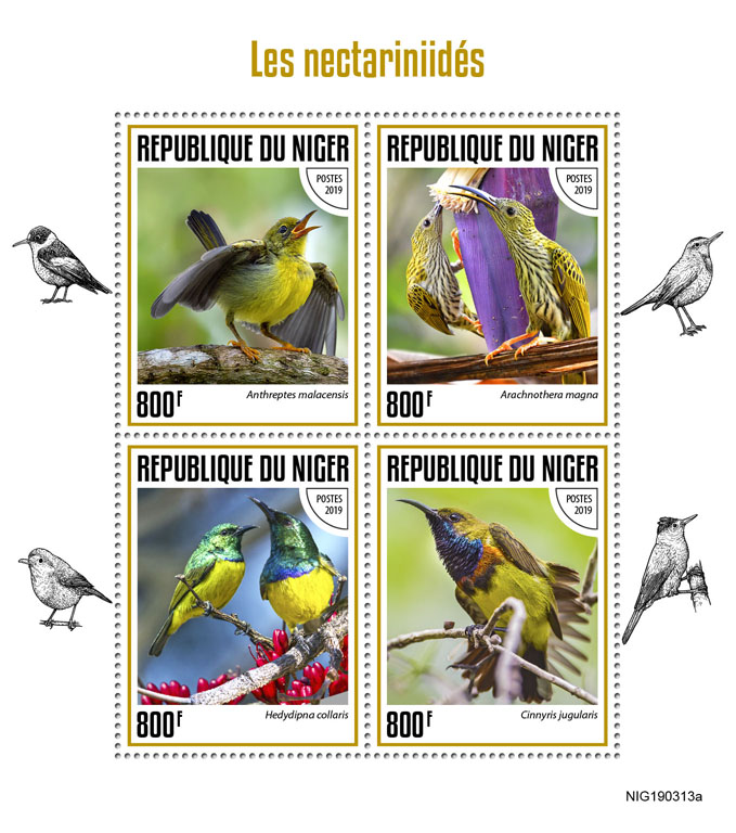 Sunbirds - Issue of Niger postage stamps