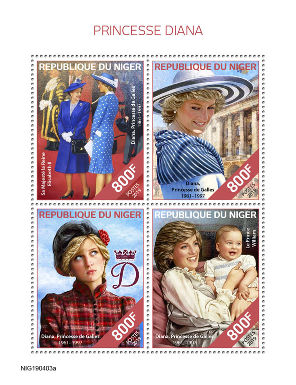 Princess Diana - Issue of Niger postage stamps