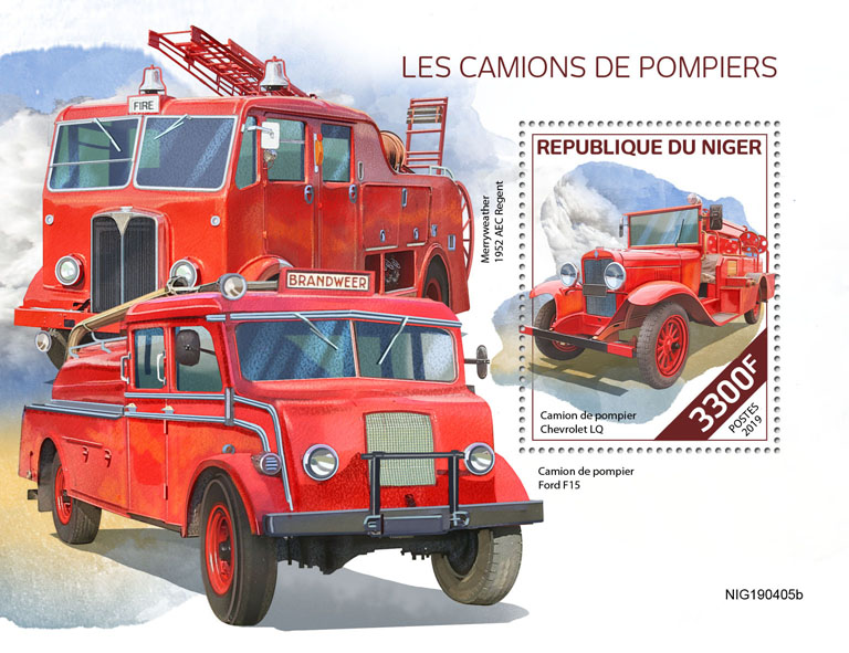 Fire engines - Issue of Niger postage stamps
