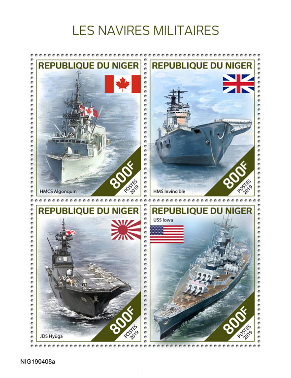 Military ships - Issue of Niger postage stamps