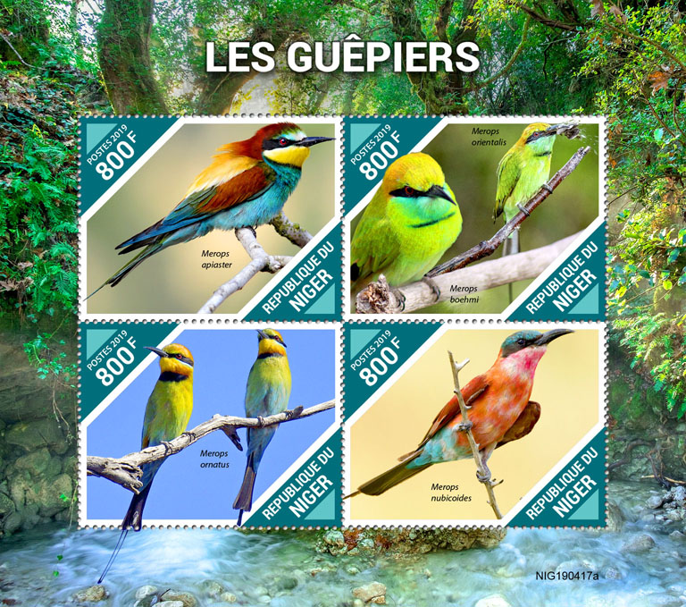 Bee-eaters - Issue of Niger postage stamps