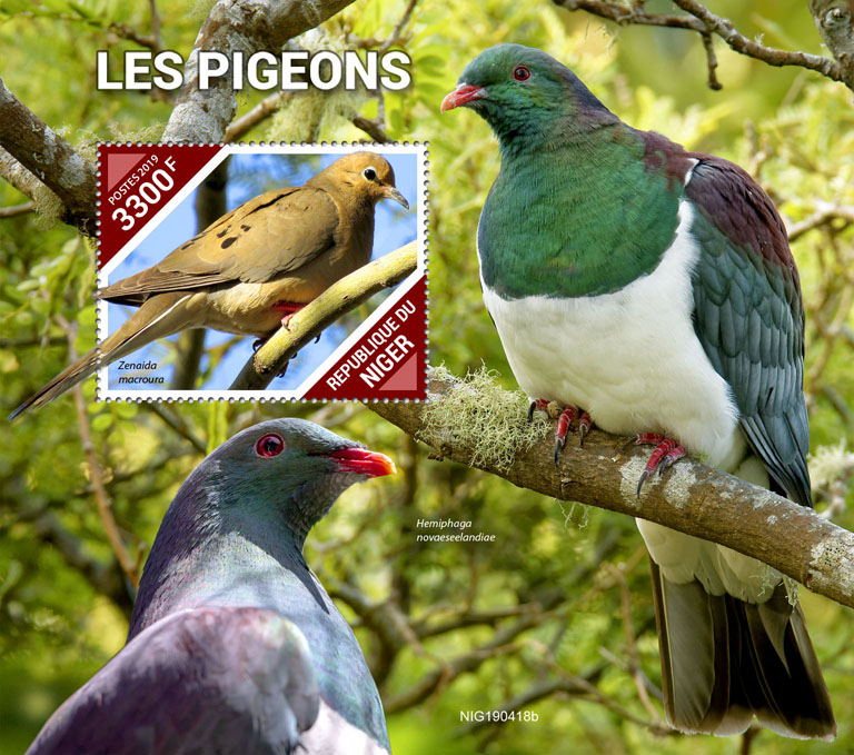 Pigeons - Issue of Niger postage stamps