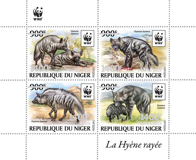 WWF overprint: Hyena (silver hologram foil) - Issue of Niger postage stamps