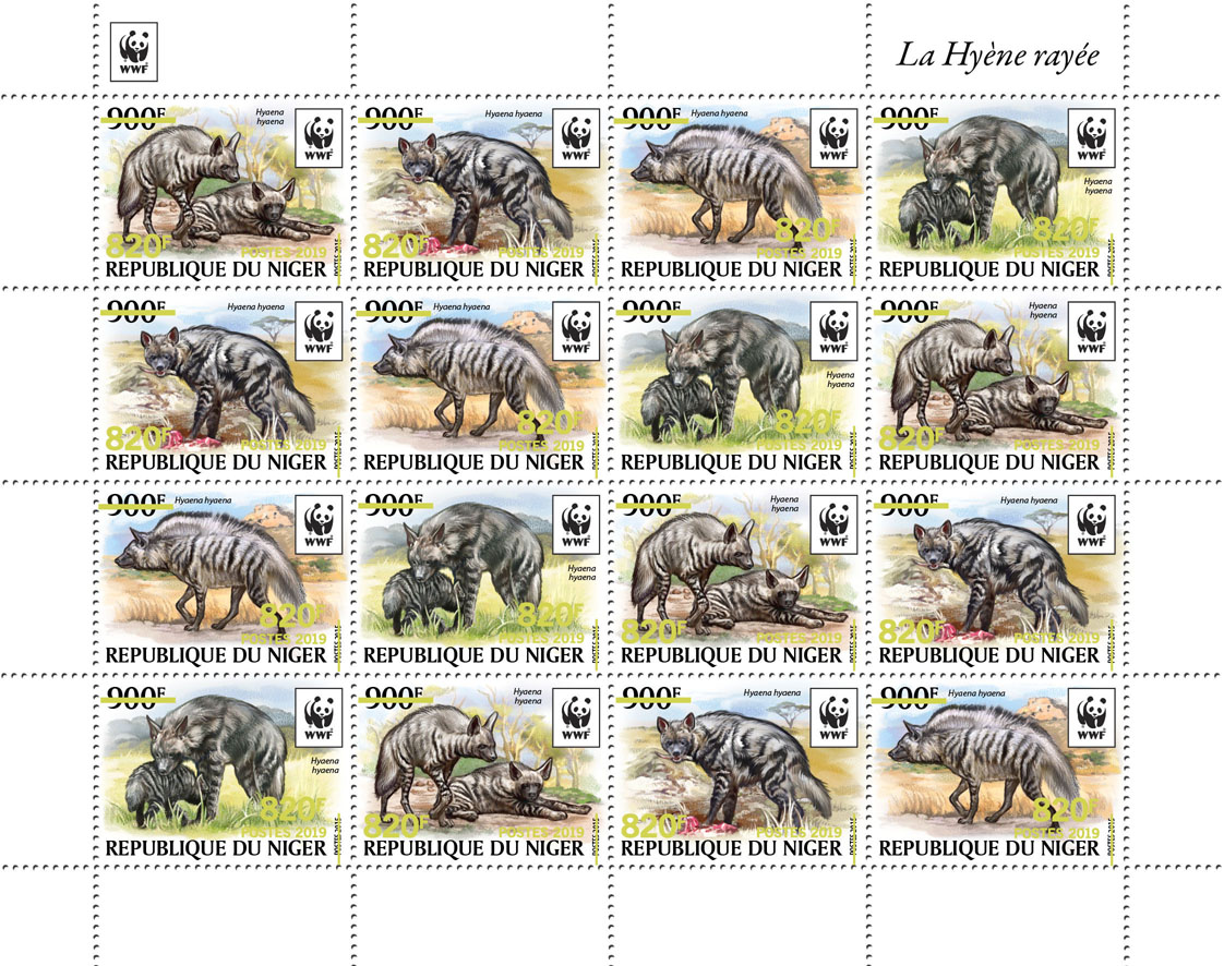 WWF overprint: Hyena (gold foil) - Issue of Niger postage stamps